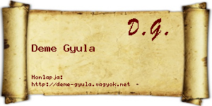 Deme Gyula névjegykártya